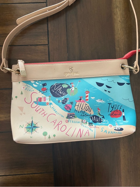 Spartina 449 Handbags - Spartina 449 South Carolina Map Crossbody - Pink, Blue & Cream